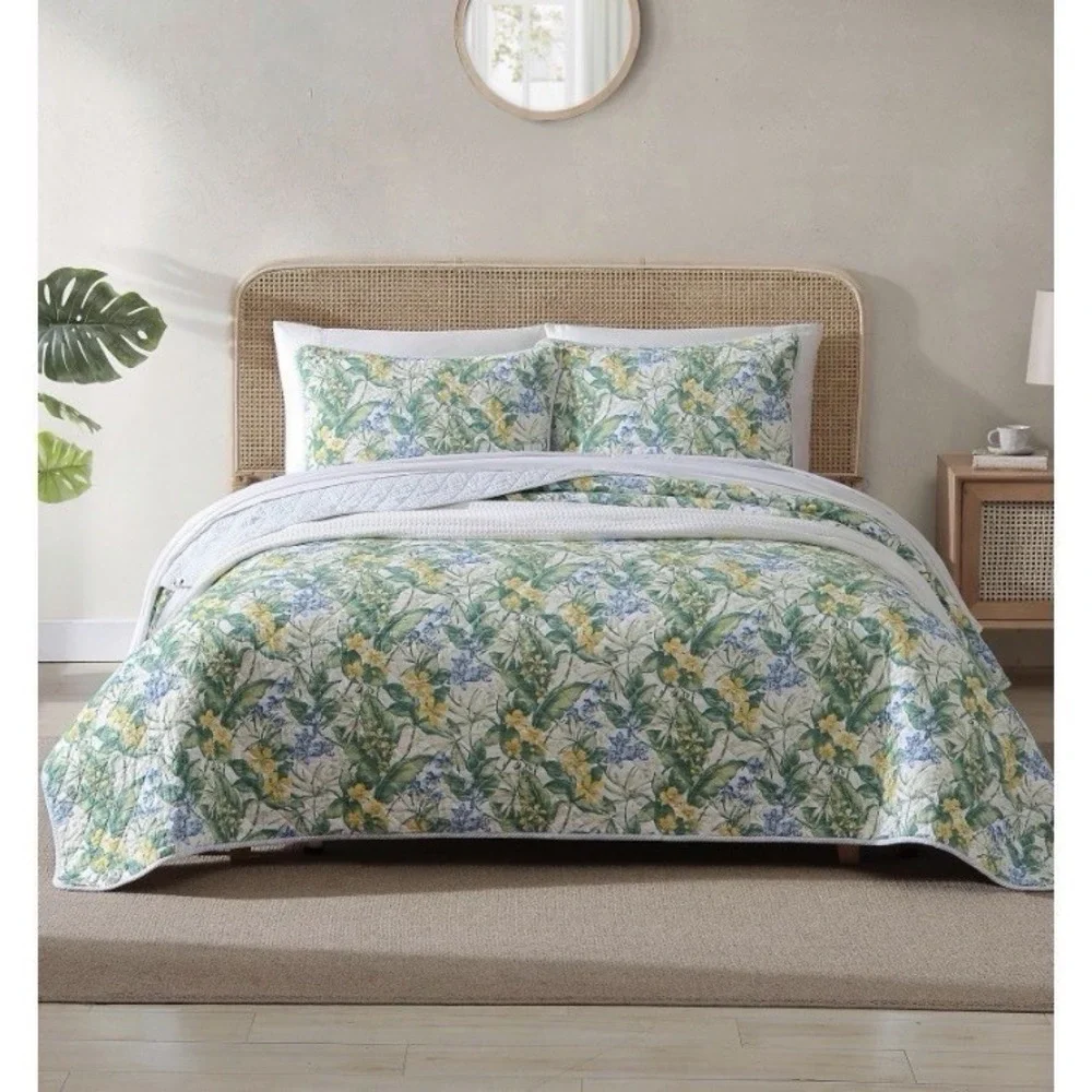 Tommy Bahama‎ Paradise Point Full Queen Quilt Set Floral Tropical Reversible
